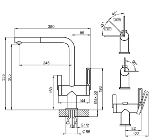 Смеситель для кухни Granula 8170, АЛЮМИНИУМ Алюминиум